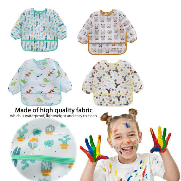 Waterproof Long Sleeve Art Smock Feeding Bib Apron