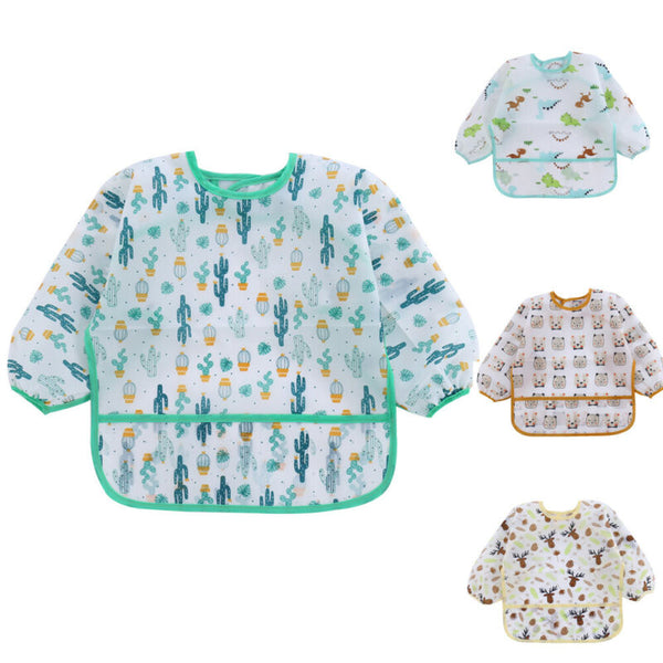 Waterproof Long Sleeve Art Smock Feeding Bib Apron