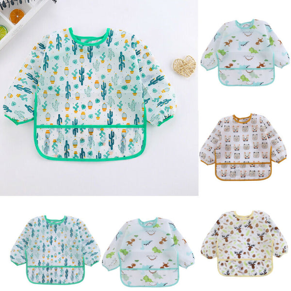 Waterproof Long Sleeve Art Smock Feeding Bib Apron