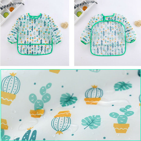 Waterproof Long Sleeve Art Smock Feeding Bib Apron